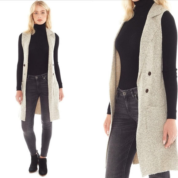 Love Tree Sweaters - Love Tree Women's Sleeveless Long Sweater Vest Open Front Knit Cardigan Oatmeal